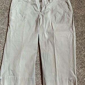 Ladies Eddie Bauer Light Brown Khaki Capri Pants Great Cond Sz 12 Subtle Stripes